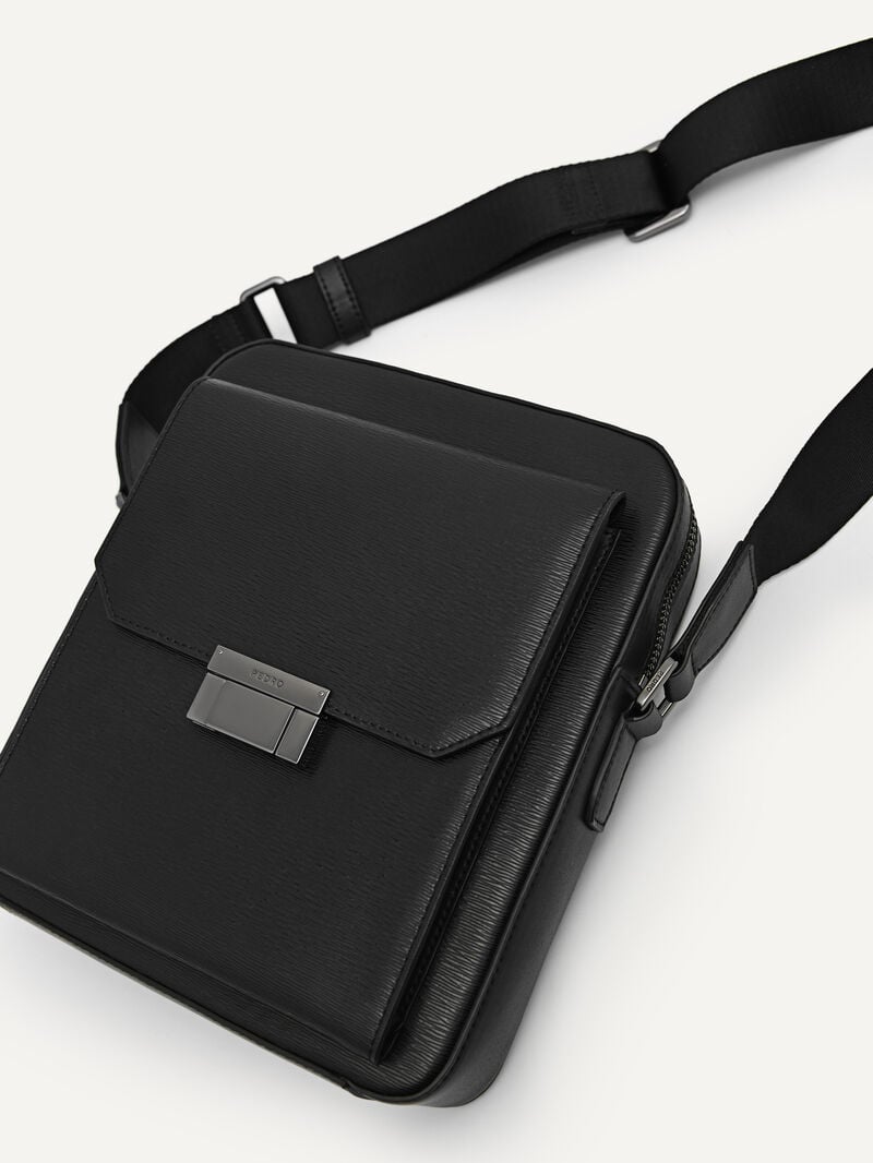 Pedro Henry Leather Sling Bags Men Small Bags Black | Q9Q-2511