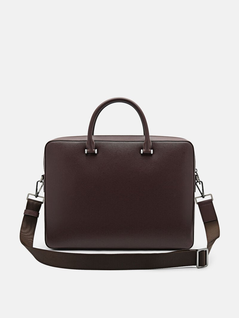 Pedro Henry Textured Leather Briefcase Men Business Bags Dark Brown | Q9Q-2510
