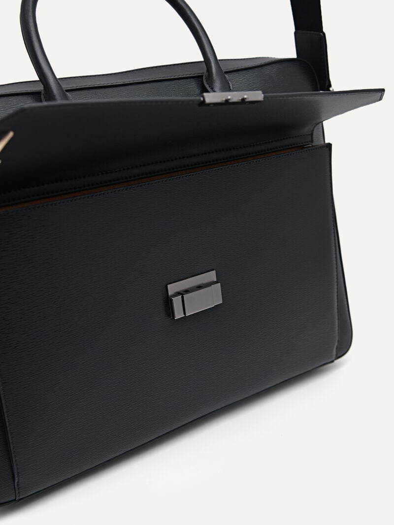 Pedro Henry Textured Leather Briefcase Men Business Bags Black | Q9Q-2506
