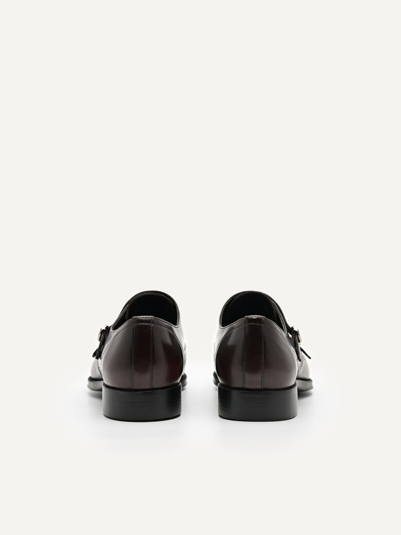 Pedro Holly Leather Double Men Monk Strap Shoes Maroon | Q9Q-1814