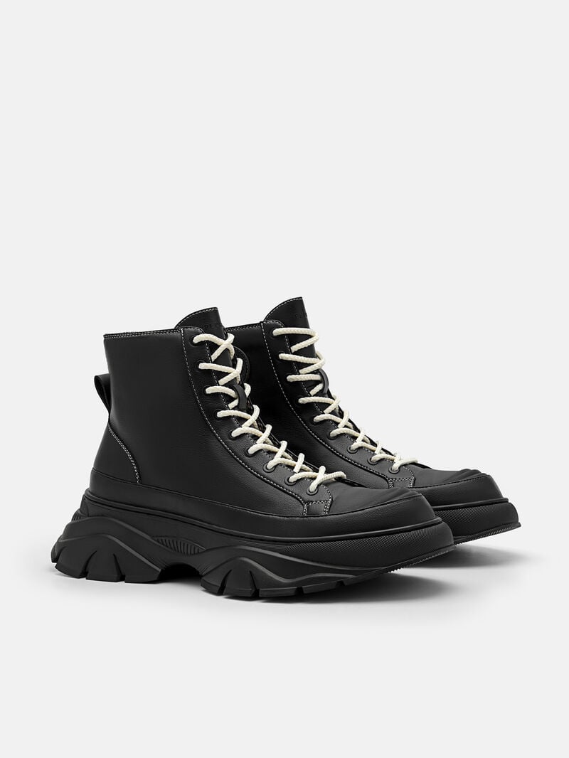 Pedro Hybrix Lace-Up Boots Sneakers Men High Top Sneakers Black | Q9Q-2490