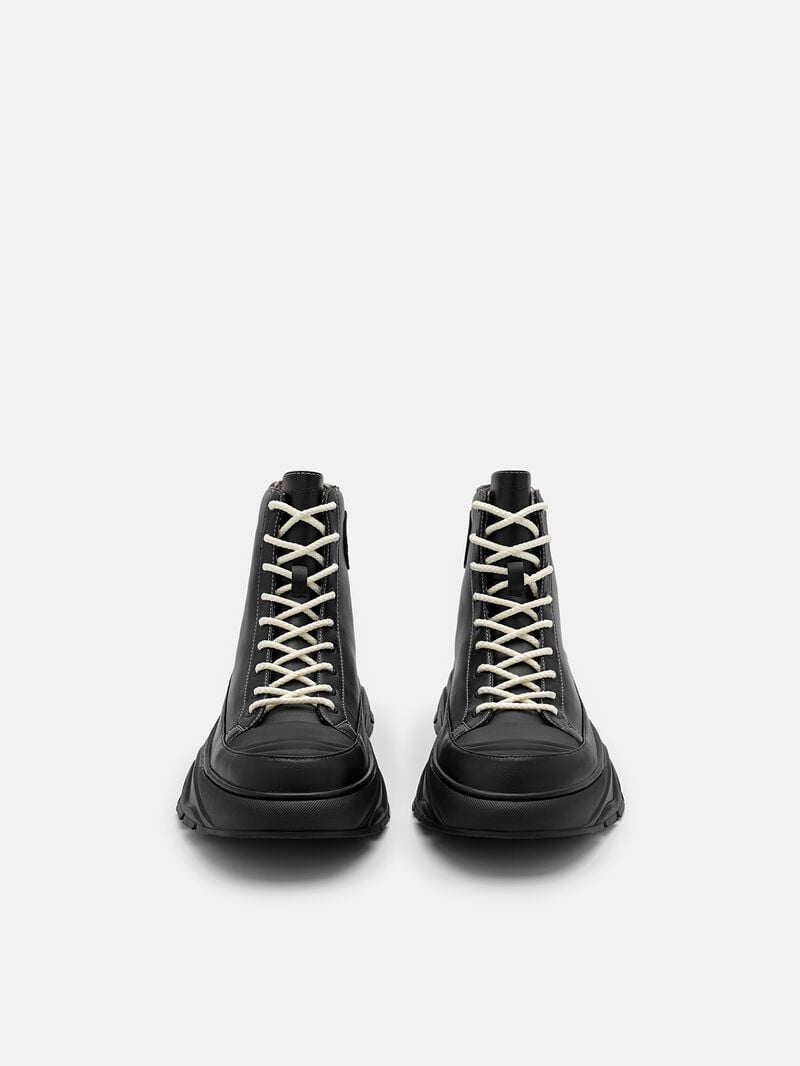 Pedro Hybrix Lace-Up Boots Sneakers Men High Top Sneakers Black | Q9Q-2490