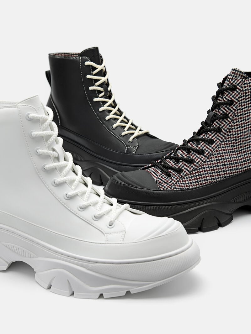 Pedro Hybrix Lace-Up Boots Sneakers Men High Top Sneakers Black | Q9Q-2490