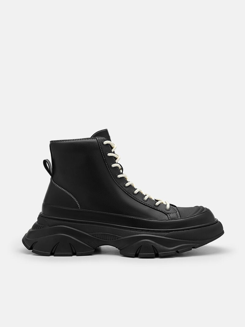 Pedro Hybrix Lace-Up Boots Sneakers Men High Top Sneakers Black | Q9Q-2490