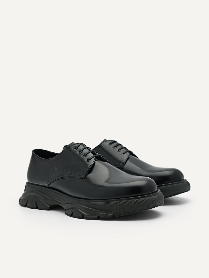 Pedro Hybrix Leather Derby Shoes Men Lace Up Shoes Black | Q9Q-2483