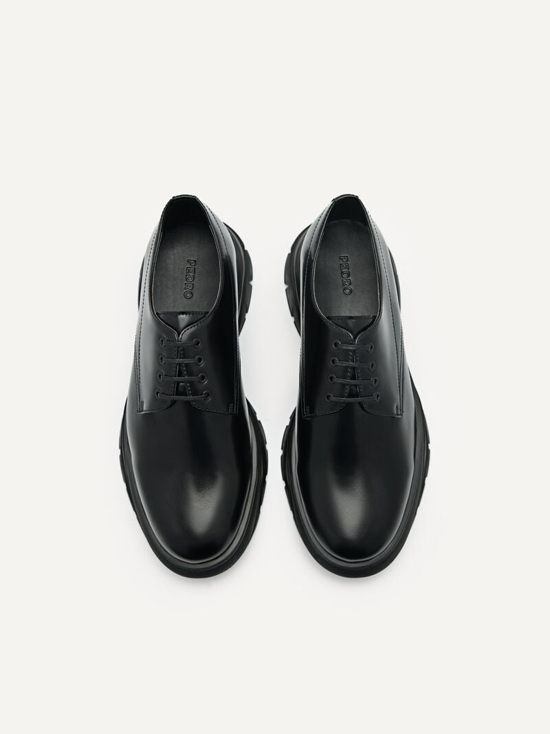 Pedro Hybrix Leather Derby Shoes Men Lace Up Shoes Black | Q9Q-2483