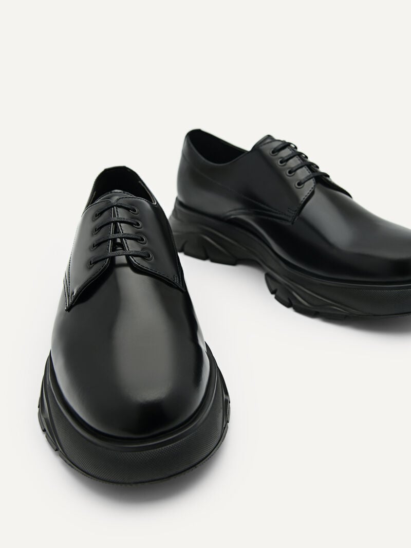 Pedro Hybrix Leather Derby Shoes Men Lace Up Shoes Black | Q9Q-2483