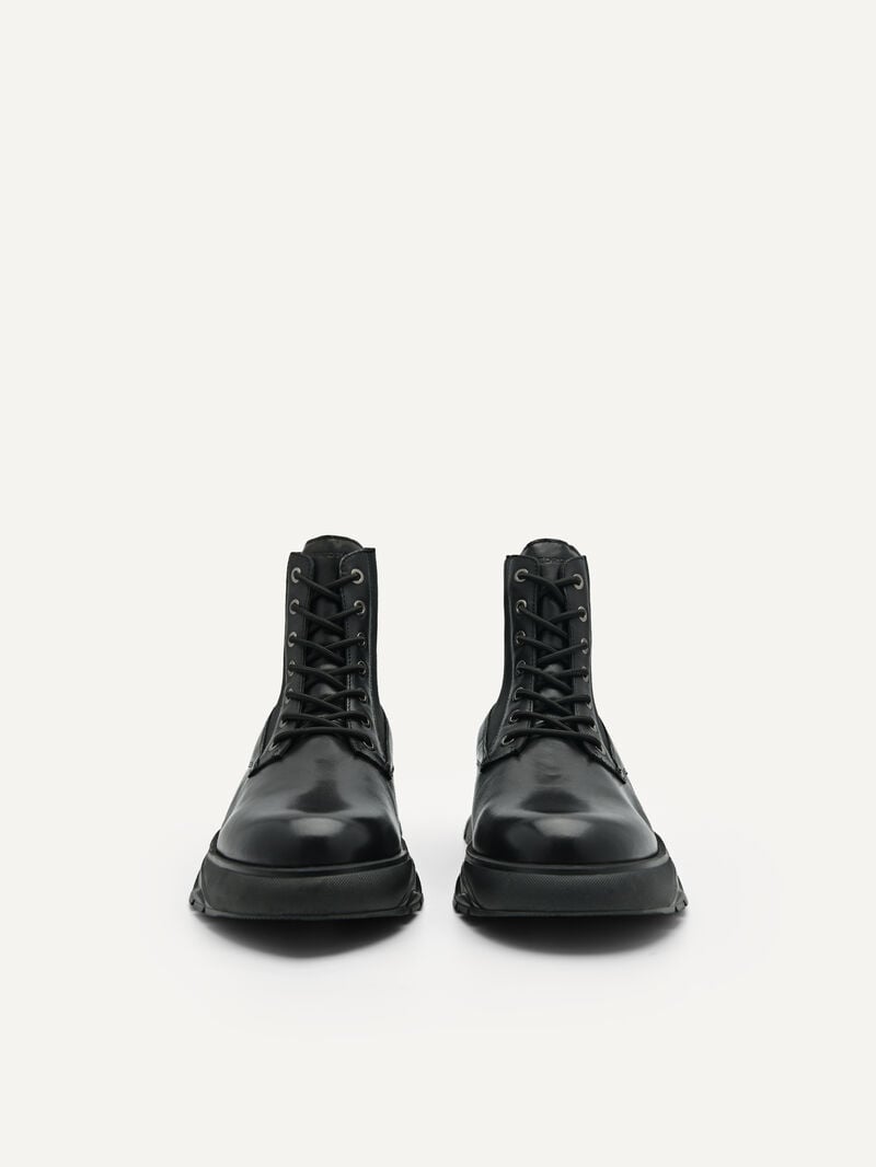 Pedro Hybrix Leather Lace-Up Boots Men Boots Black | Q9Q-2482