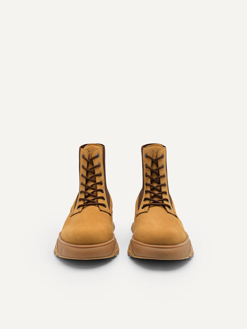 Pedro Hybrix Leather Lace-Up Boots Men Boots Sand | Q9Q-2481