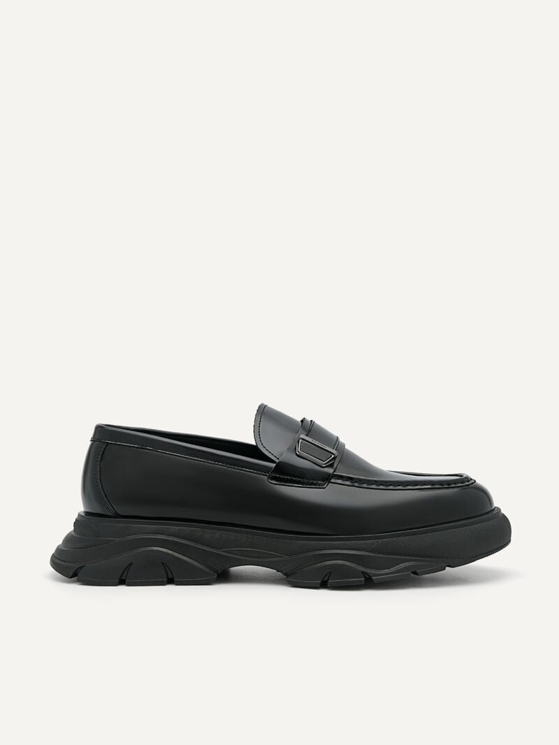 Pedro Hybrix Leather Men Loafers Black | Q9Q-2484