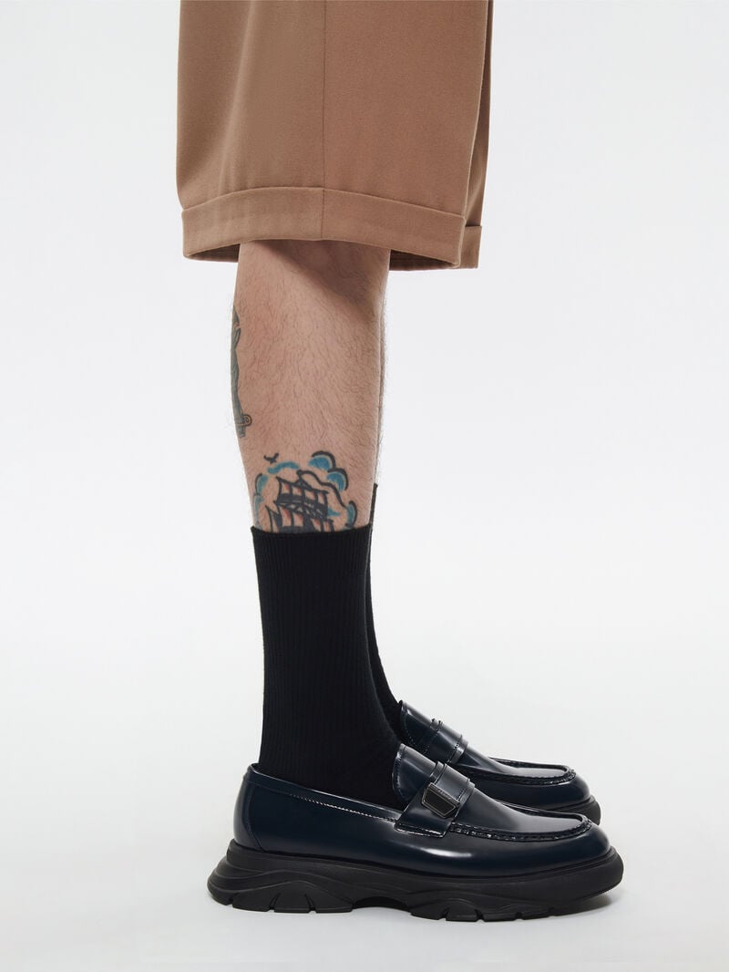 Pedro Hybrix Leather Men Loafers Navy | Q9Q-2485