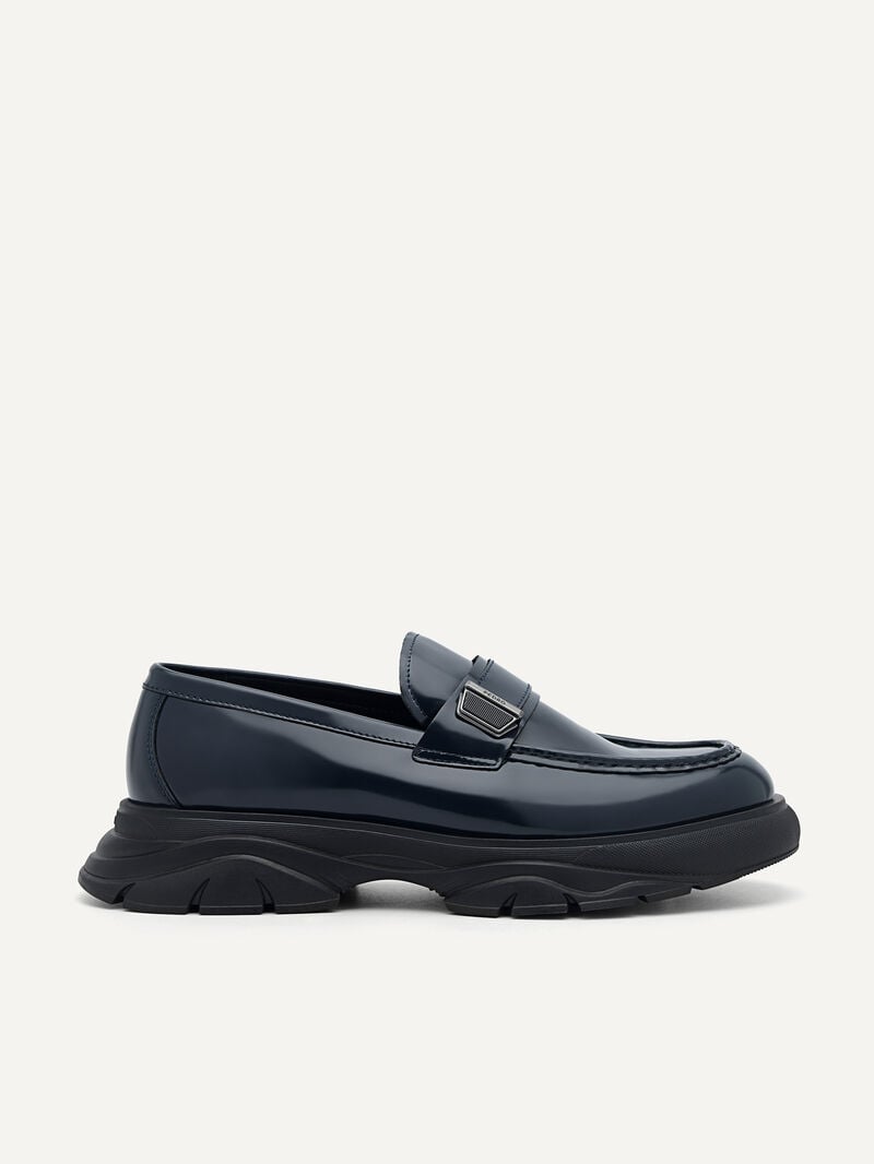 Pedro Hybrix Leather Men Loafers Navy | Q9Q-2485
