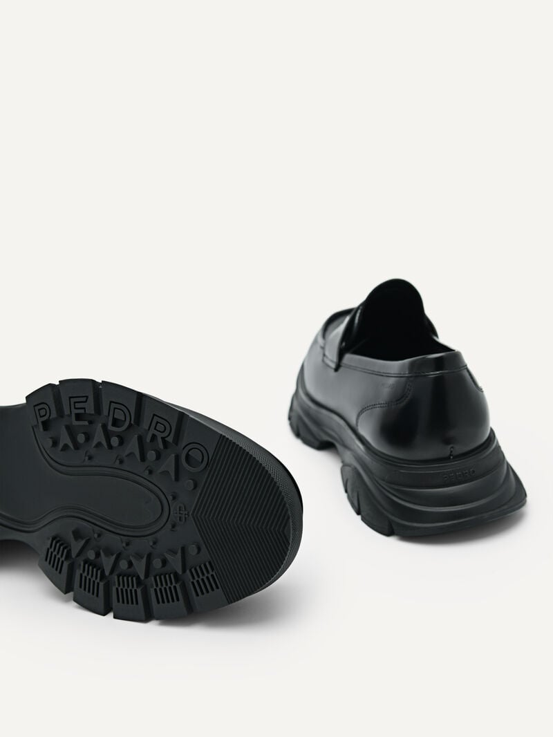 Pedro Hybrix Leather Penny Men Loafers Black | Q9Q-2479