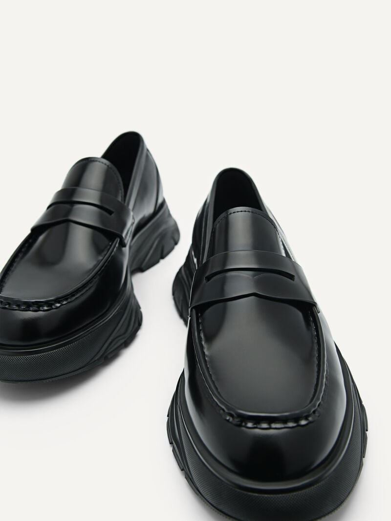Pedro Hybrix Leather Penny Men Loafers Black | Q9Q-2479