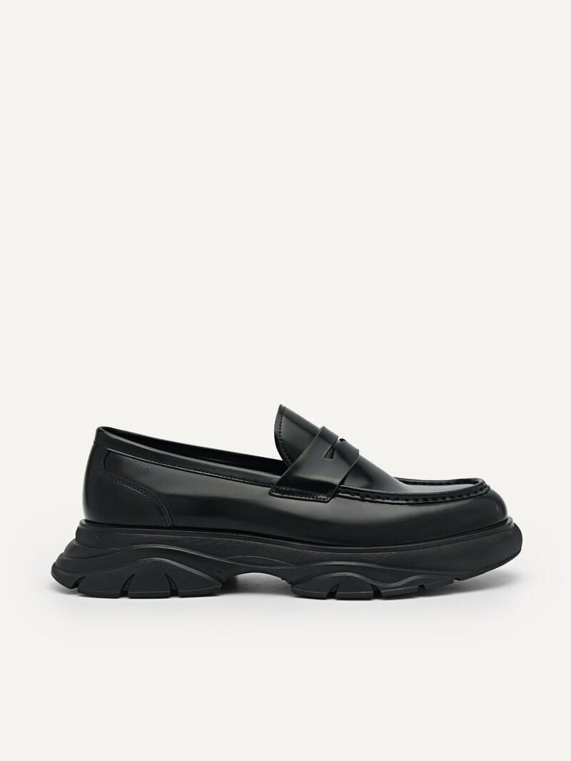 Pedro Hybrix Leather Penny Men Loafers Black | Q9Q-2479