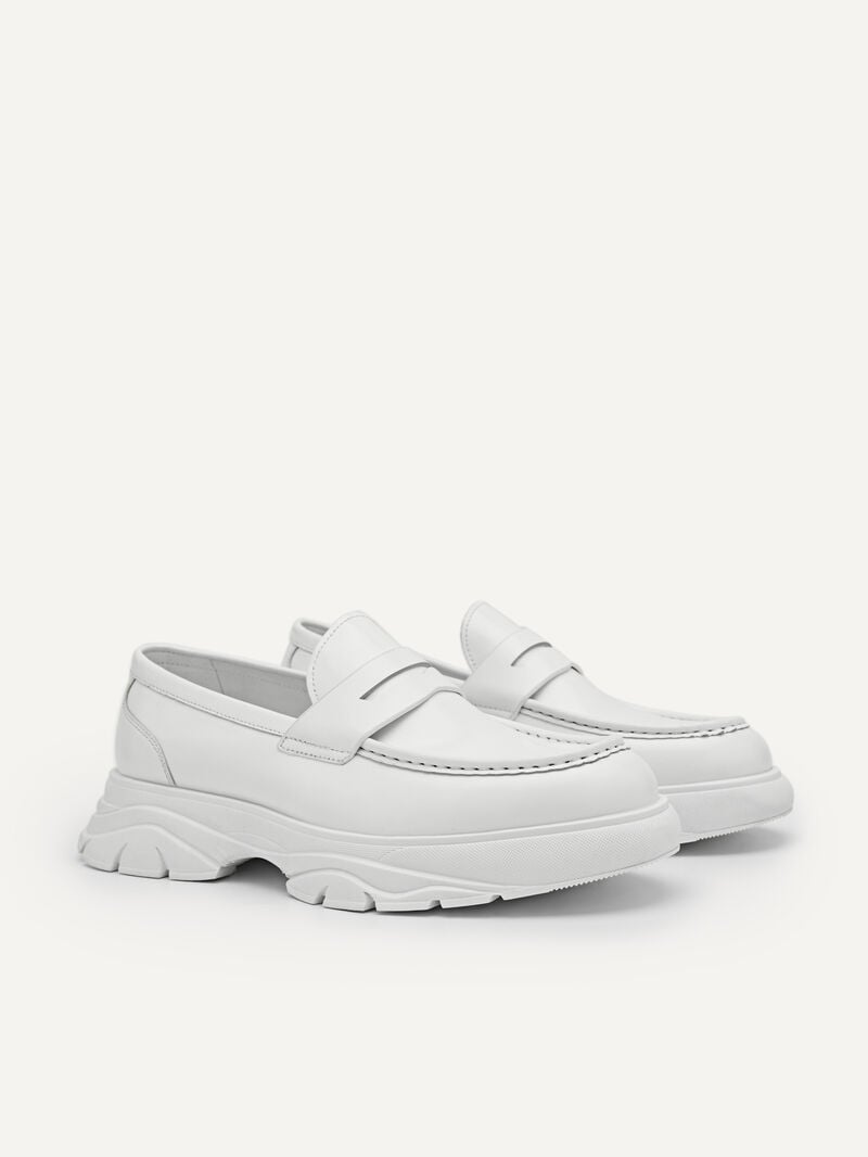 Pedro Hybrix Leather Penny Men Loafers White | Q9Q-2480