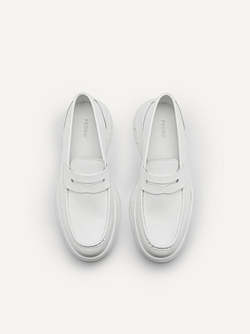 Pedro Hybrix Leather Penny Men Loafers White | Q9Q-2480