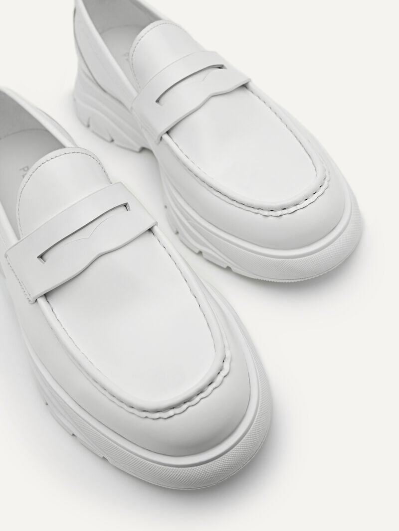Pedro Hybrix Leather Penny Men Loafers White | Q9Q-2480