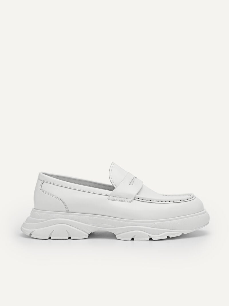 Pedro Hybrix Leather Penny Men Loafers White | Q9Q-2480