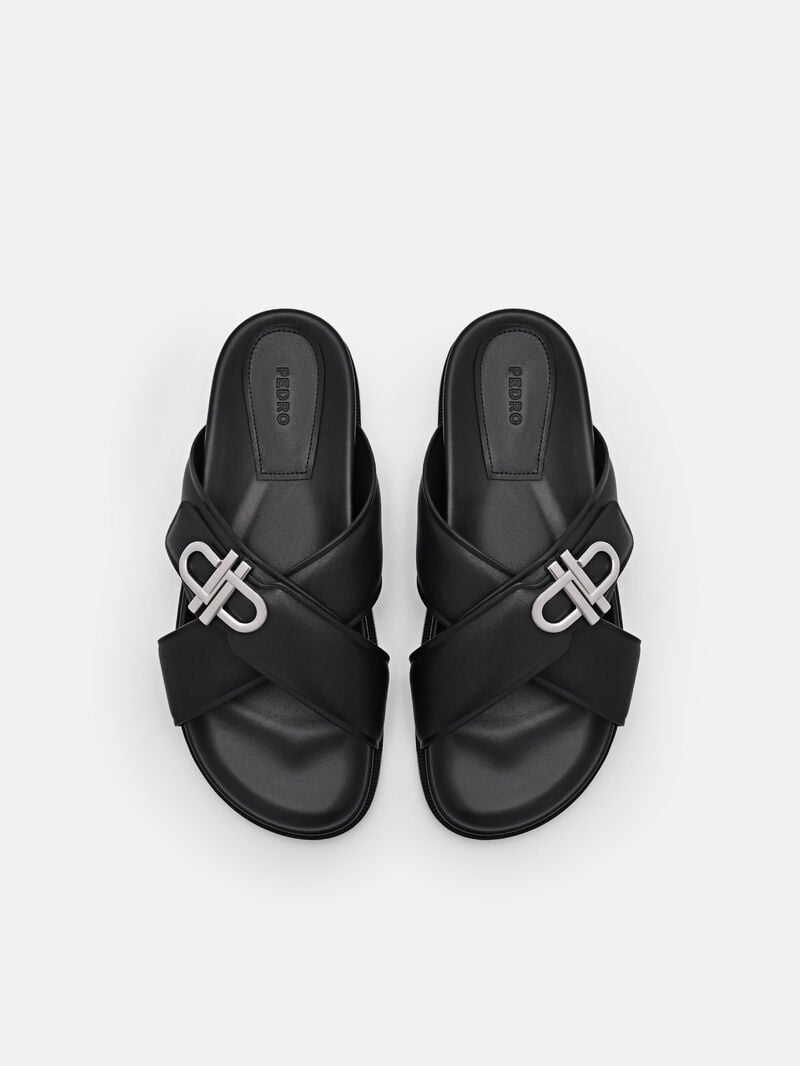 Pedro Icon Cross Sandals Women Flats Black | Q9Q-2471