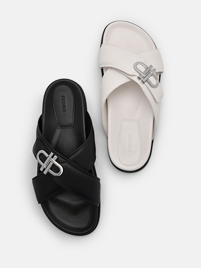 Pedro Icon Cross Sandals Women Flats Black | Q9Q-2471