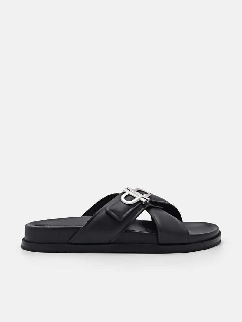 Pedro Icon Cross Sandals Women Flats Black | Q9Q-2471
