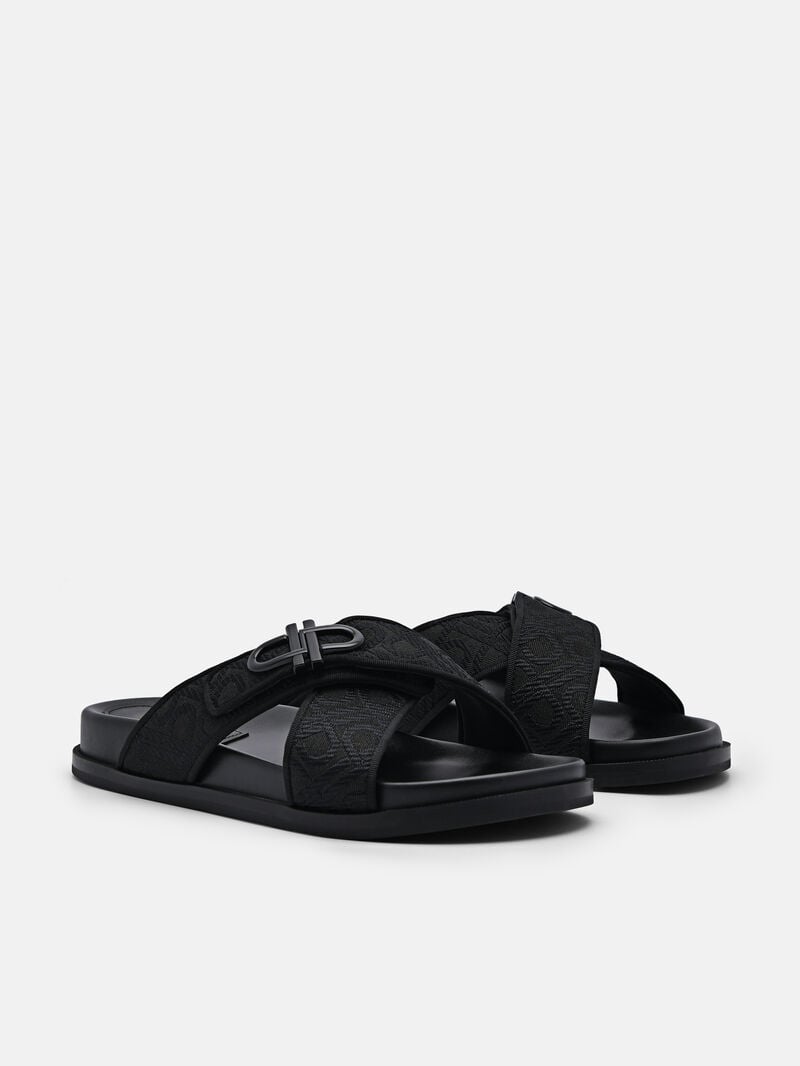 Pedro Icon Cross Sandals Women Flats Black | Q9Q-2469
