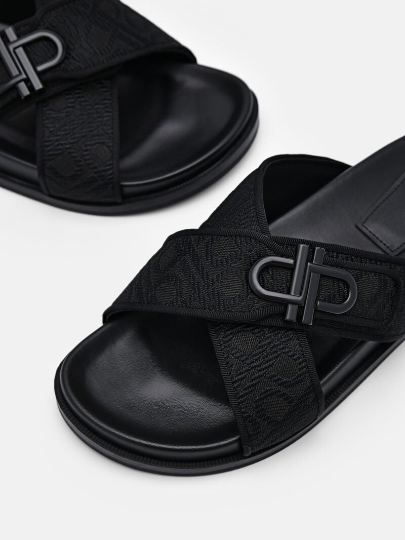 Pedro Icon Cross Sandals Women Flats Black | Q9Q-2469