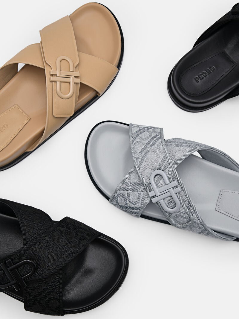 Pedro Icon Cross Sandals Women Flats Black | Q9Q-2469