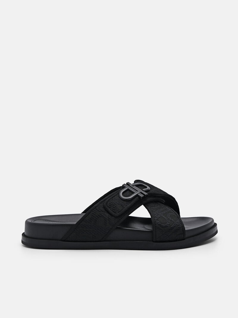 Pedro Icon Cross Sandals Women Flats Black | Q9Q-2469