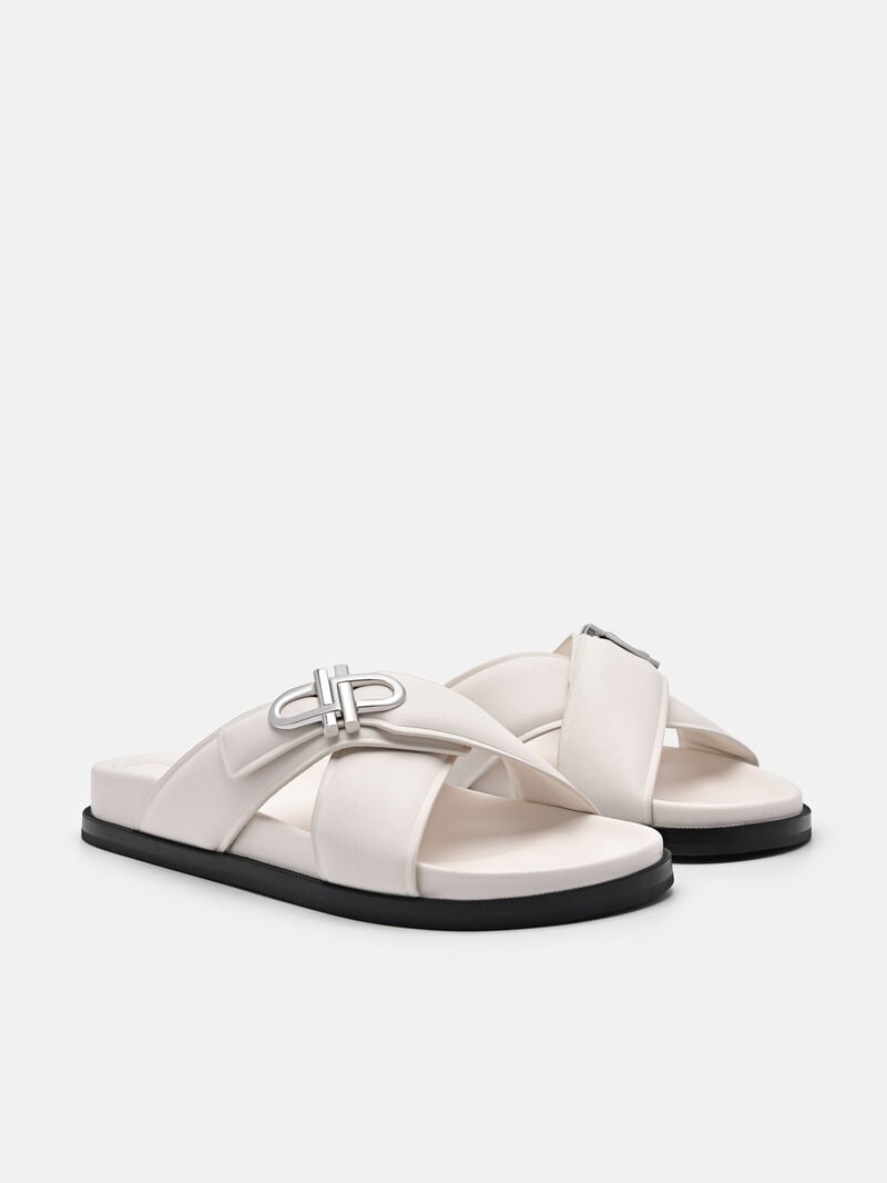 Pedro Icon Cross Sandals Women Flats Chalk | Q9Q-2472
