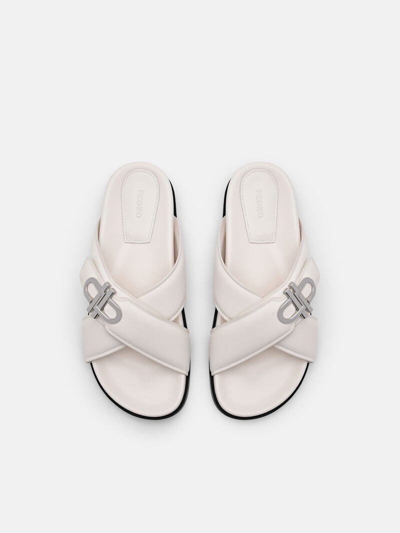 Pedro Icon Cross Sandals Women Flats Chalk | Q9Q-2472