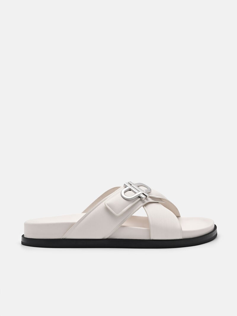 Pedro Icon Cross Sandals Women Flats Chalk | Q9Q-2472