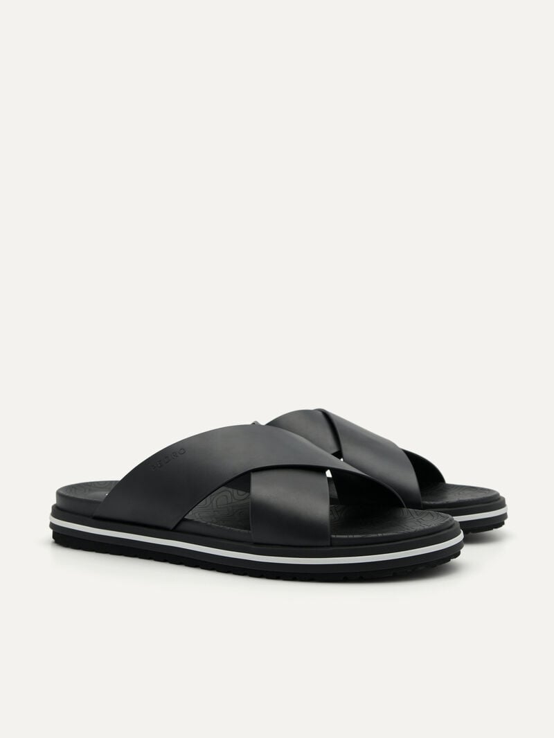 Pedro Icon Cross Strap Men Sandals Black | Q9Q-2466