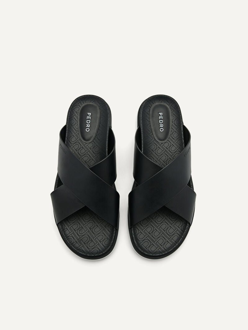 Pedro Icon Cross Strap Men Sandals Black | Q9Q-2466
