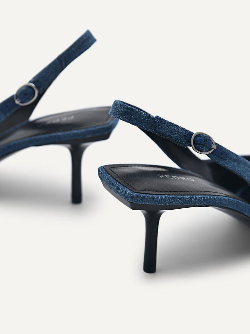 Pedro Icon Denim Pointed Slingback Women Pumps Navy | Q9Q-2371