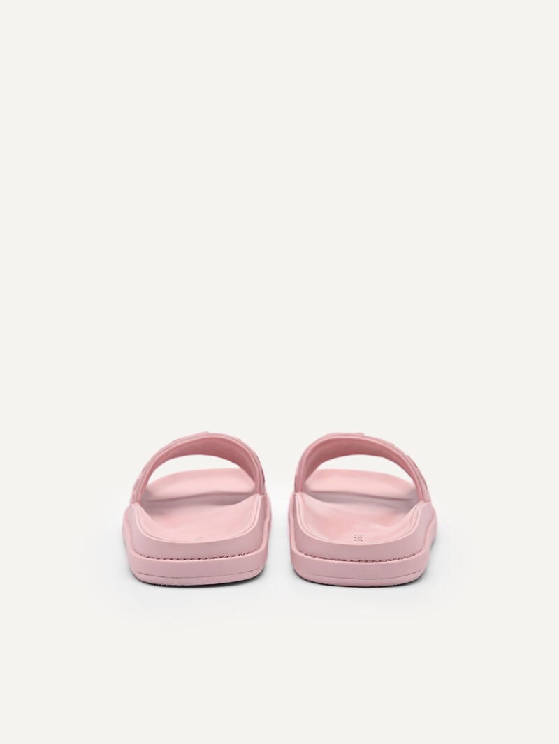 Pedro Icon Embossed Slide Sandals Women Flats Pink | Q9Q-2465