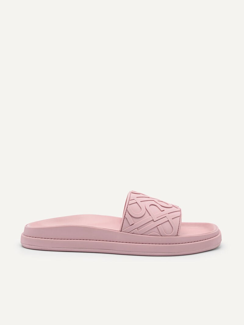 Pedro Icon Embossed Slide Sandals Women Flats Pink | Q9Q-2465