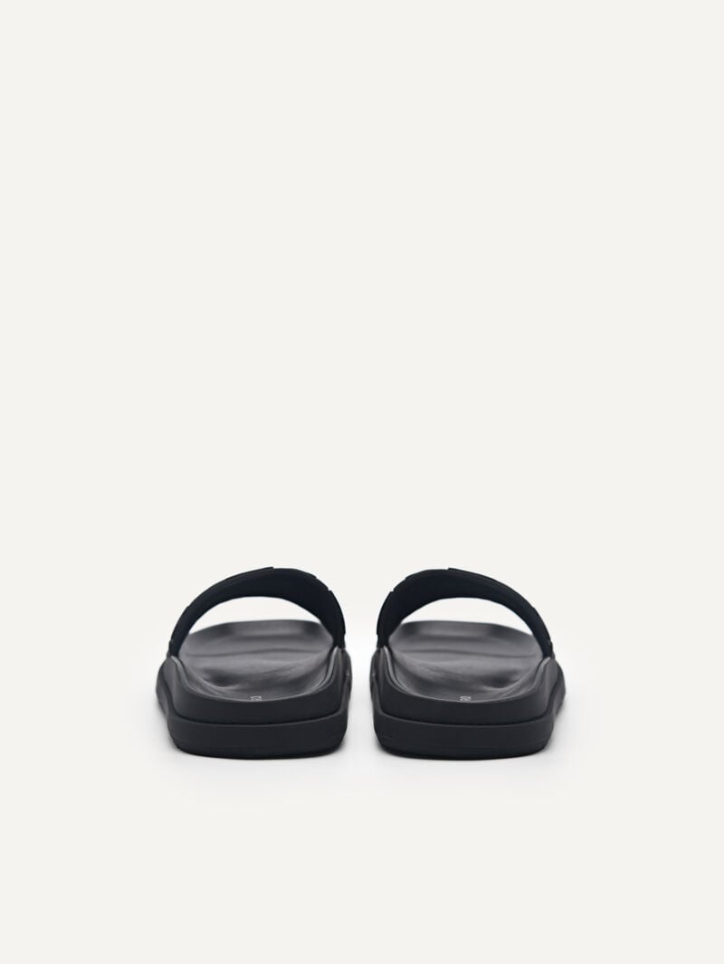 Pedro Icon Embossed Slide Sandals Women Flats Black | Q9Q-2463