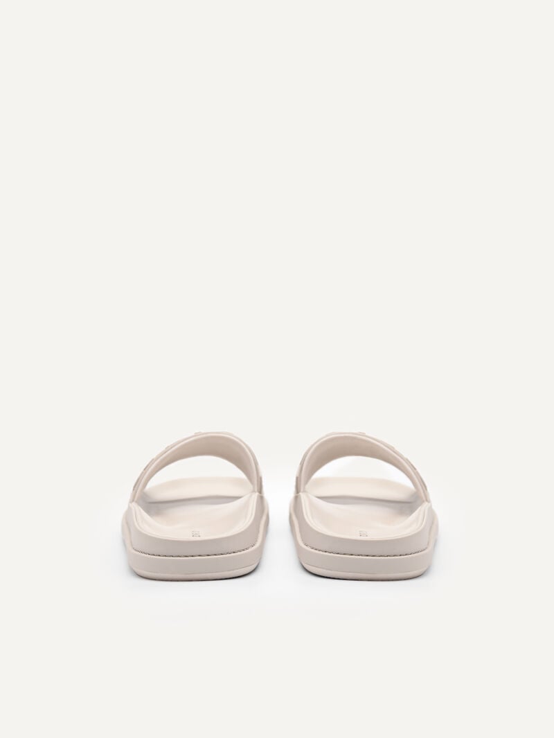 Pedro Icon Embossed Slide Sandals Women Flats Beige | Q9Q-2462