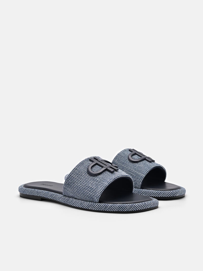 Pedro Icon Fabric Sandals Women Flats Navy | Q9Q-2453