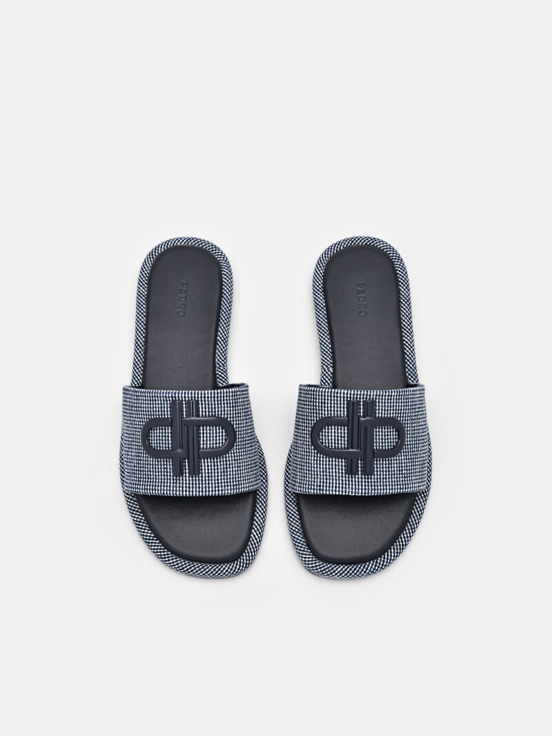 Pedro Icon Fabric Sandals Women Flats Navy | Q9Q-2453