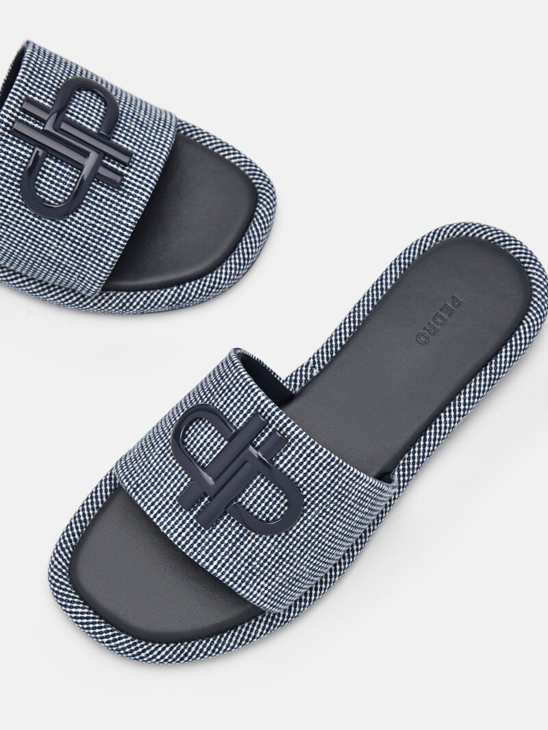 Pedro Icon Fabric Sandals Women Flats Navy | Q9Q-2453