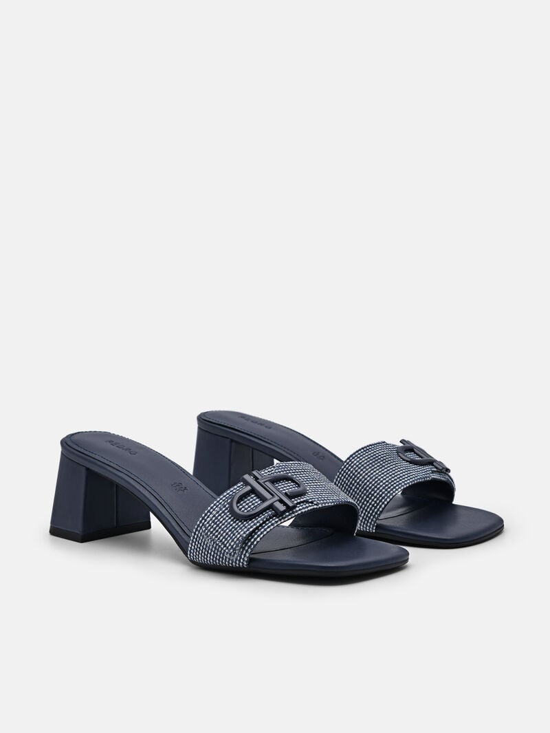 Pedro Icon Fabric Women Heel Sandals Navy | Q9Q-2370