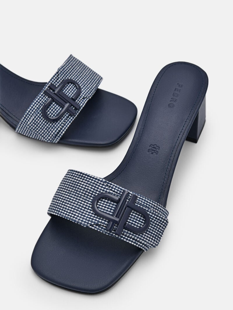 Pedro Icon Fabric Women Heel Sandals Navy | Q9Q-2370