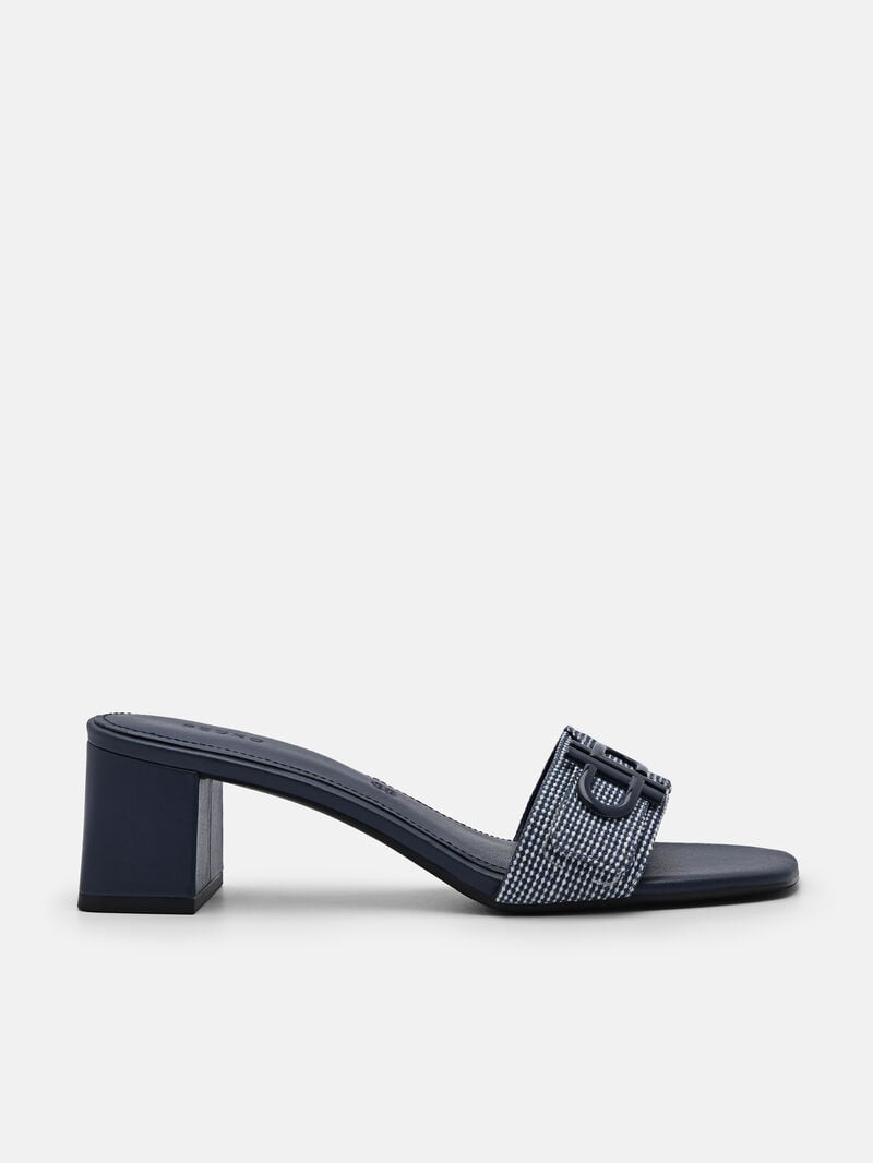 Pedro Icon Fabric Women Heel Sandals Navy | Q9Q-2370