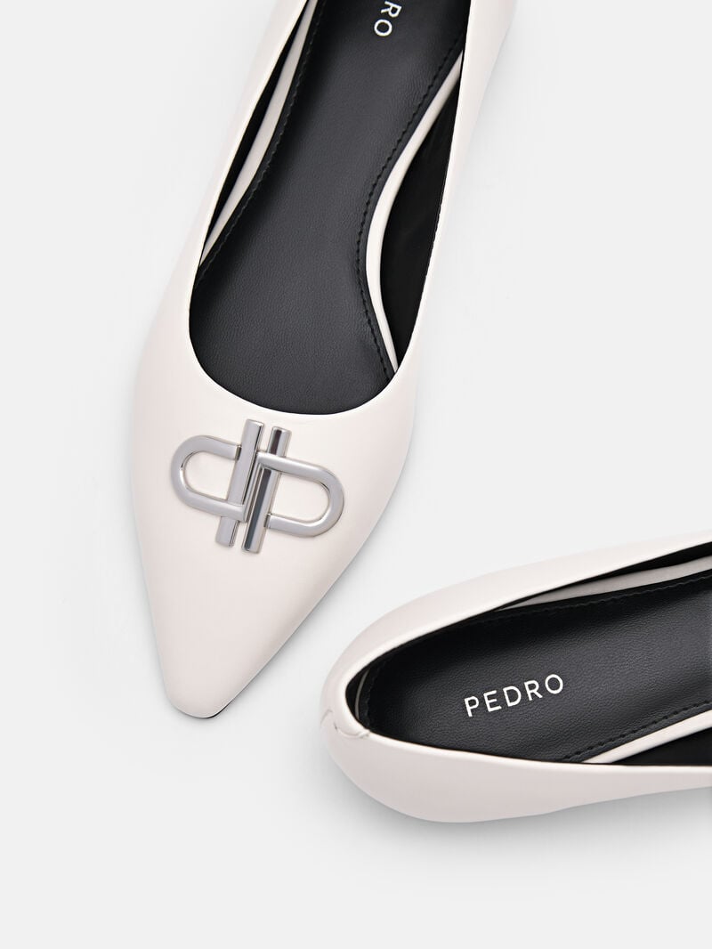 Pedro Icon Leather Ballet Women Flats Chalk | Q9Q-2429