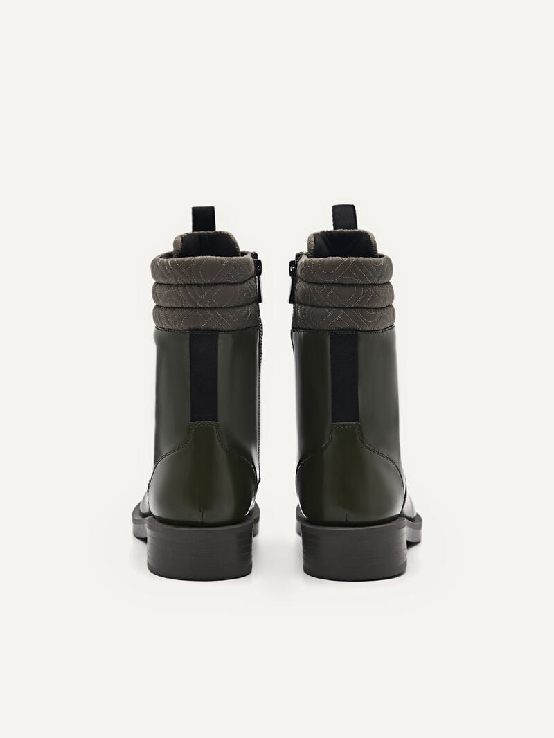 Pedro Icon Leather Boots Women Ankle Boots Military Green | Q9Q-2348