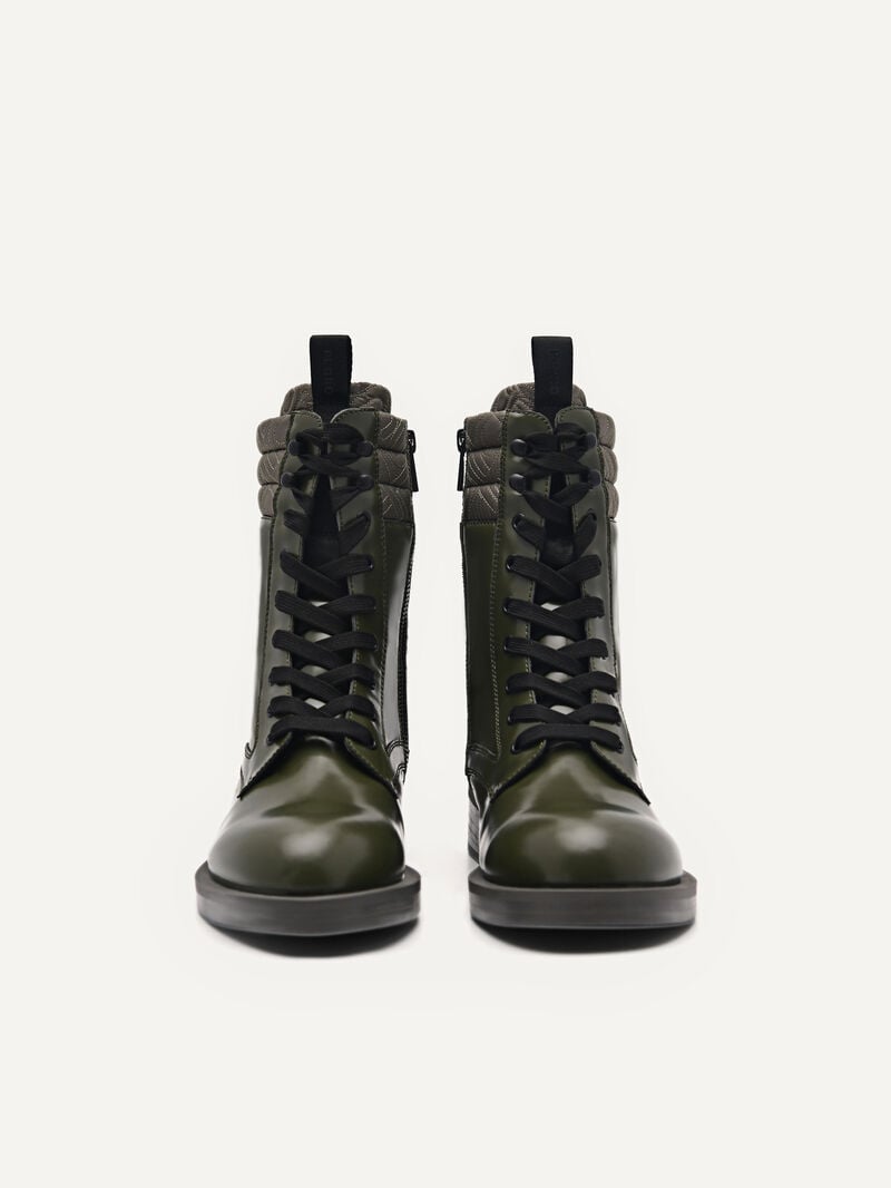 Pedro Icon Leather Boots Women Ankle Boots Military Green | Q9Q-2348