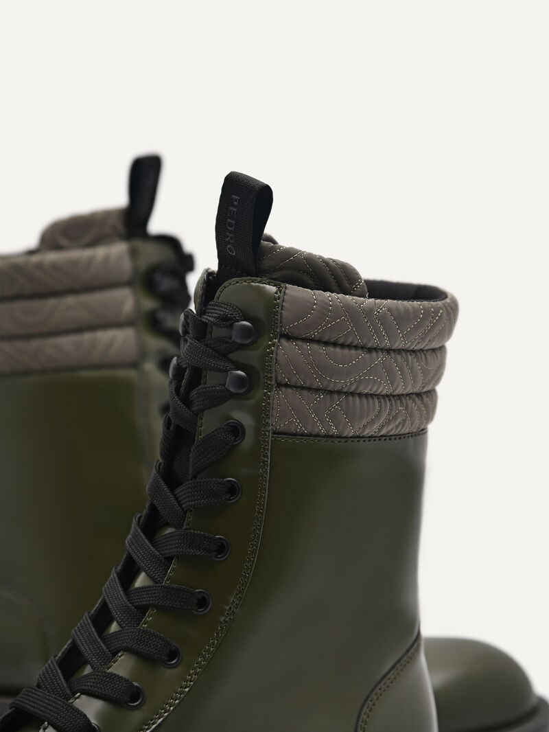 Pedro Icon Leather Boots Women Ankle Boots Military Green | Q9Q-2348